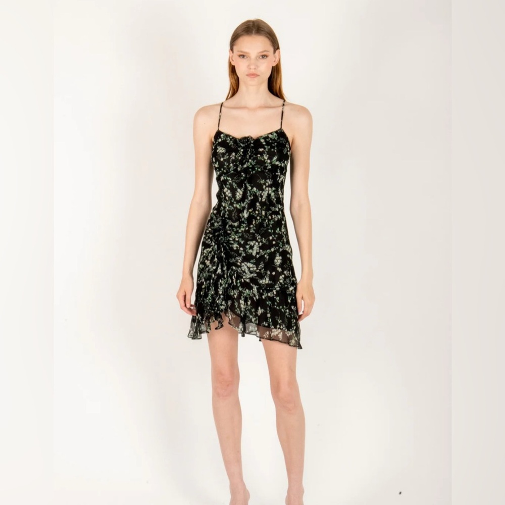 NWT Secret Mission Alyssa Dress Floral Black and Green Size S